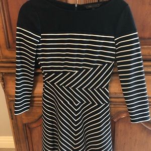 Black and white cotton/Lycra striped dress, xxs